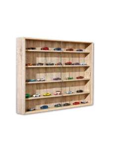 Vetrinetta quercia per collezionismo con ante scorrevoli 80x9,5x60 cm Sconto